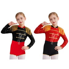 Kids Girls Costume Long Sleeve Halloween Fancy Dress Up Circus Ringmaster Party