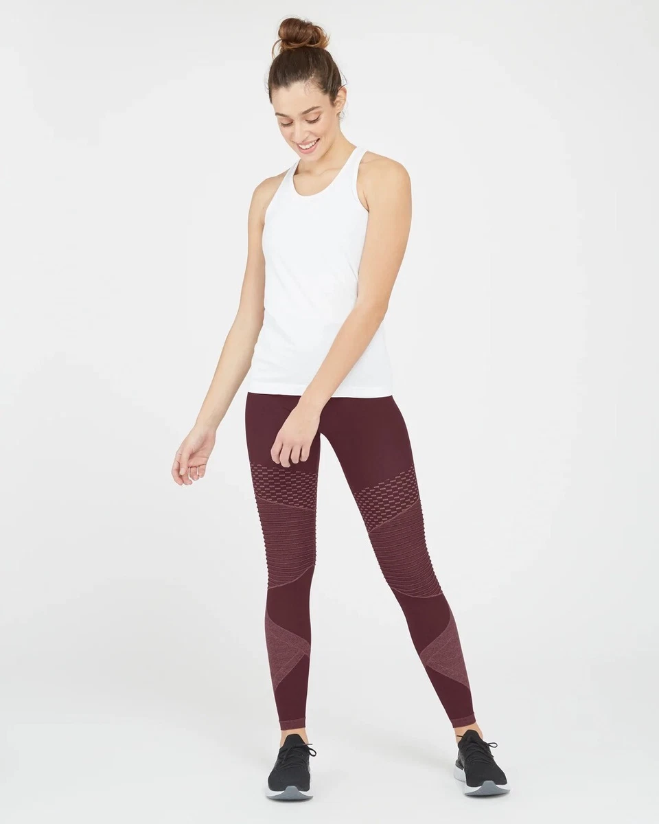 Spanx Look At Me Now Seamless Moto Leggings in Wine Size Large