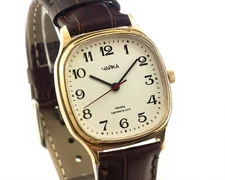 Chaika Soviet Watch Qartz Men Gold Plated Wristwatches Classic