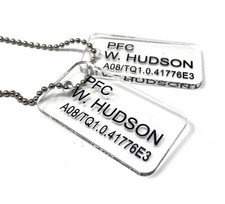 Aliens Movie US Colonial Marine (USCM) Acrylic Dog Tags - PFC W. Hudson