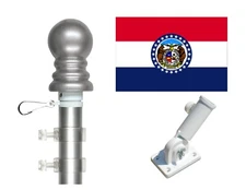 Missouri 3'x5' Polyester Flag & Spinner Flagpole Set w/Adjustable Bracket