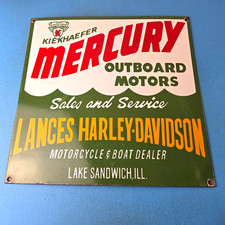 Vintage Mercury Outboards Sign - Harley Davidson Motorcycle Porcelain Pump Sign