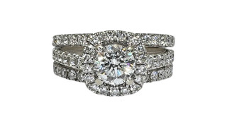 10K WG Approx. 0.60Ct G H SI2 Halo Style DIA Engagement Ring Size 8.5 4.0dwt