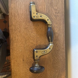 ANTIQUE WILLIAM MARPLES & SONS SHEFFIELD BRASS & HARDWOOD BRACE