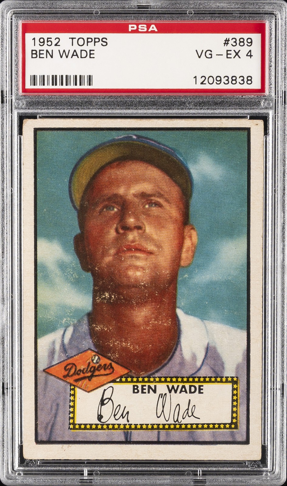 1952 TOPPS #389 BEN WADE ROOKIE RC PSA 4