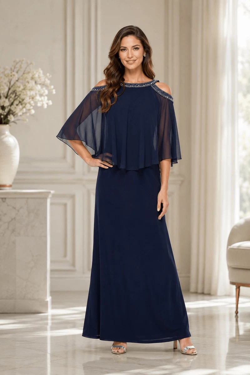 alex evenings dresses navy blue Alex Evenings Off-the-Shoulder Short Sleeve Stretch Matte Jersey Ruched Gown, Womens, 6, Deep Teal