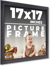 Square Refined Black Picture Frame - UV Acrylic, Backing, Hanging Hardware