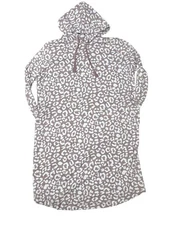 Carole Hochman 1X Leopard Hooded Lounger Dress Long Sleeve Nightgown Plus