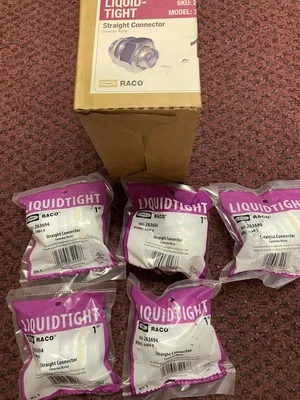 5 x Hubbell Raco Liquidtight Uninsulated Straight Connector 1" 3404-8 #37 - Image 1 of 3