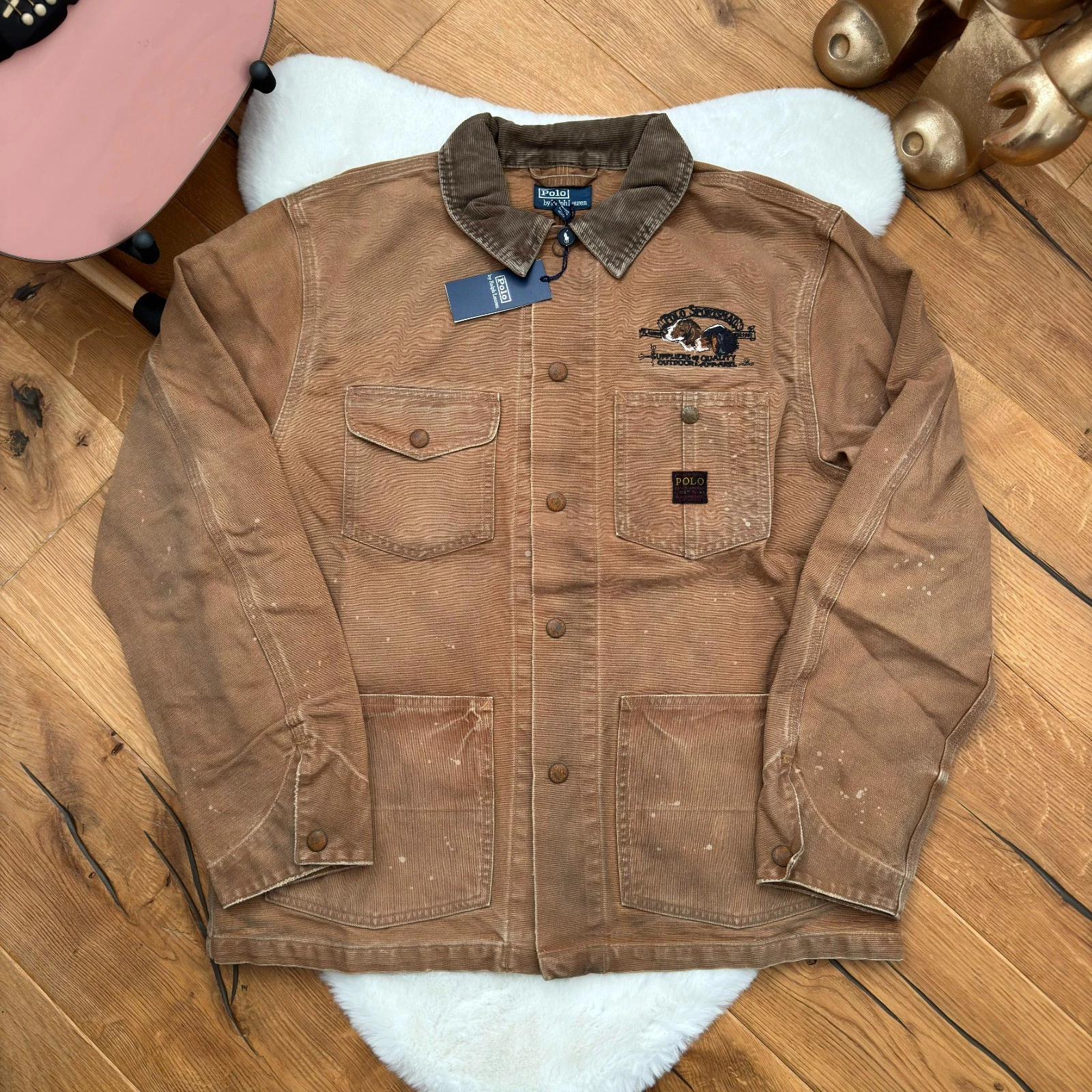 Polo Ralph Lauren Men’s Brown Sportsman Work Utility Dog Jacket Canvas XL Bnwt image 21