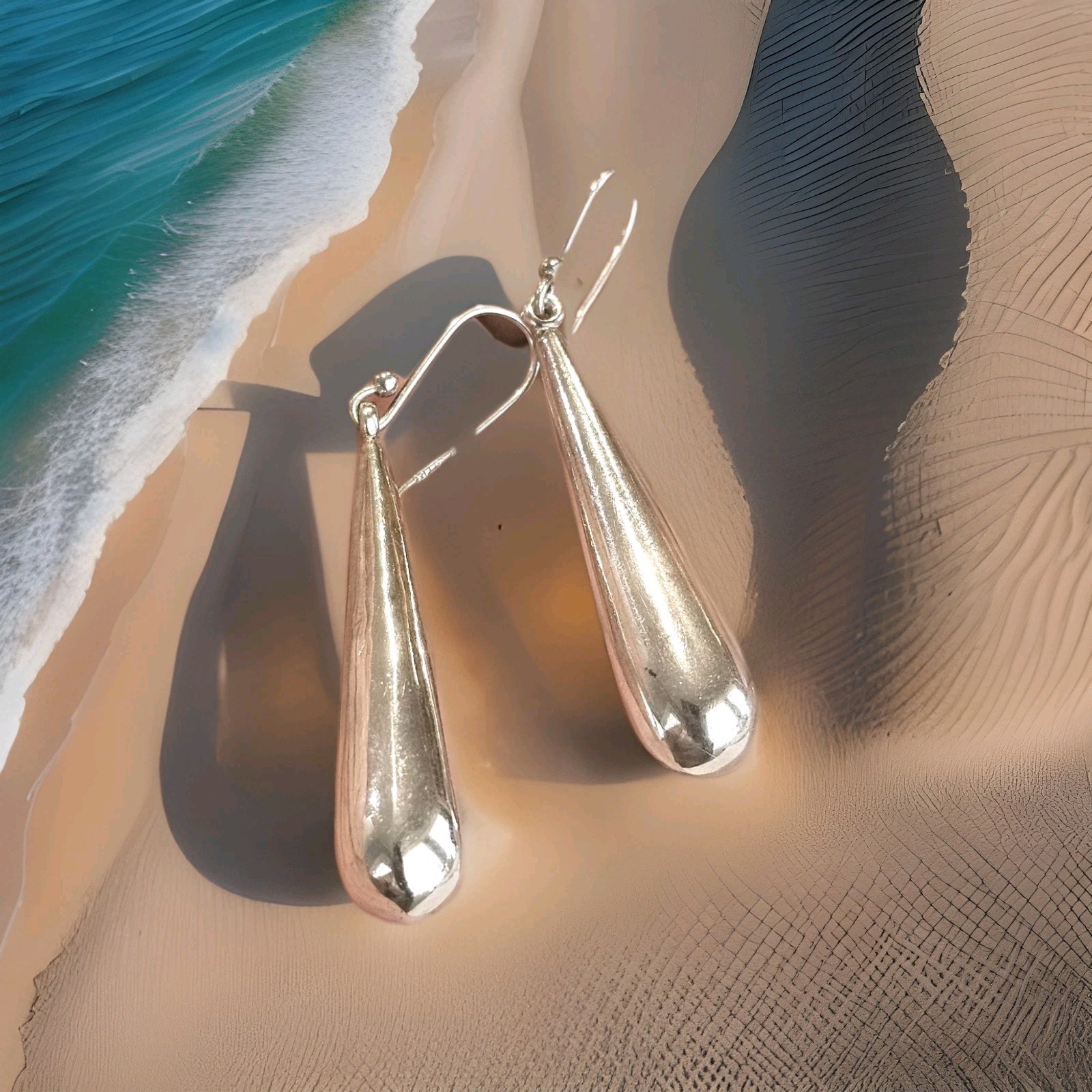 925 Solid Teardrop Earrings (E250) - image 1