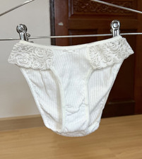 Vintage Double Cotton Silky Panties Nylon Lace Hi Leg Sissy Bikini Waist 28 30"