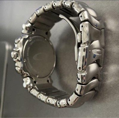 Oakley Judge Y2K Chronograph Analog Orange Dial Silver Band Men's