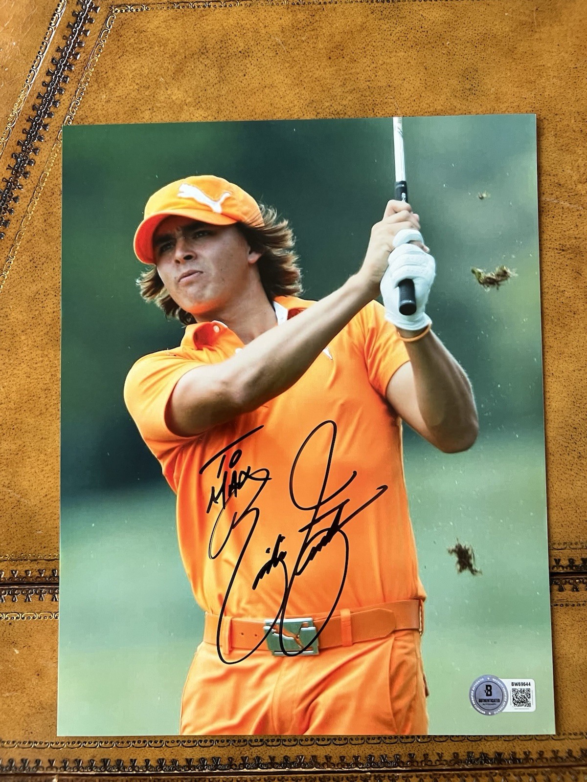 Rickie Fowler Autographed Signed 8x10 PHOTO ORANGE PUMA PGA BAS COA TO MAX INSC. 