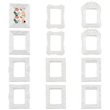 12 Pcs Vintage Resin Picture Frame, 6 Style Antique Mini Embossed Jewelry Dis...