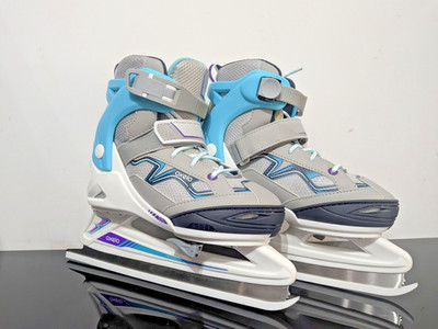 Oxelo Adjustable Ice Skates EU 35 38 UK 2.5 5.5 Girls with Carry Bag