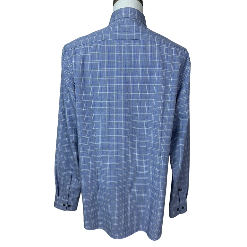Camisa de vestir Kenneth Cole Reaction para hombre azul a cuadros calce ajustado 16,5 34/35 Foto 2 de 4