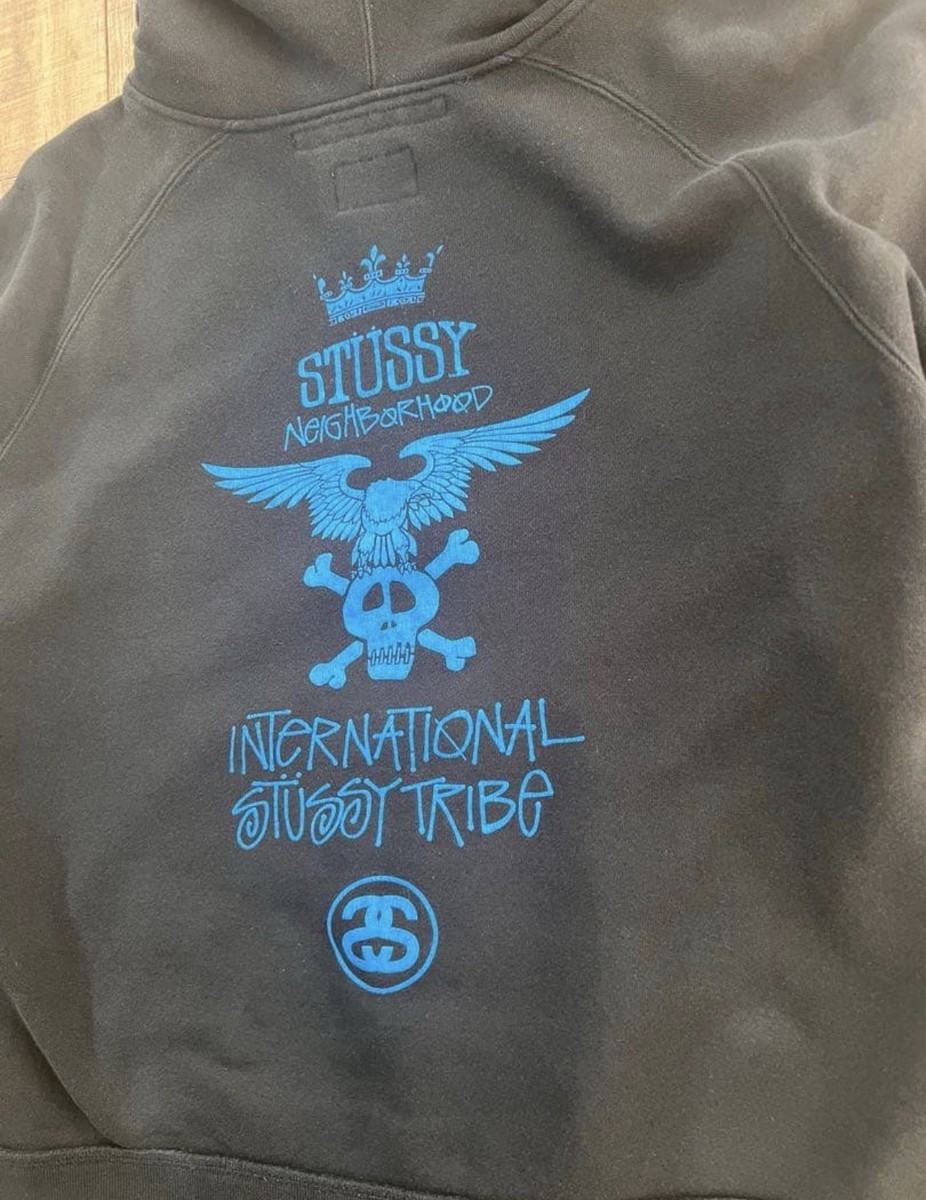 Stussy x Neighborhood Zip Hoodie M Black Blue Skull International