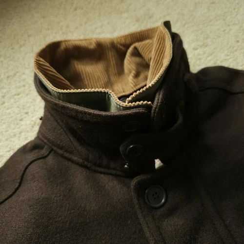 VTG DWW Made in Japan Thick Sturdy Melton Wool Hooded Utility Jacket Brown 38 S image 3