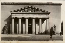 RPPC Copenhagen Kobenhavn Denmark Vor Frue Kirke church real photo postcard