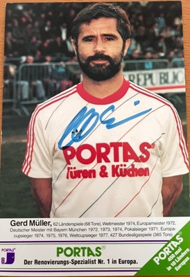 Gerd Müller Autogrammkarte Original signiert Weltmeister Europameister  Bomber 
