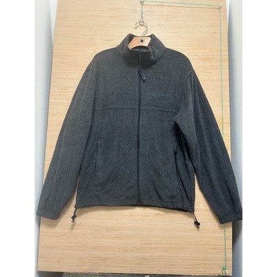 Columbia Mens Full Zip Fleece Jacket Charcoal Gray Mock Neck Size M 4825