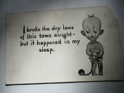 Broke the dry laws -boy in diaper- Comic/Vtg Used Postcard