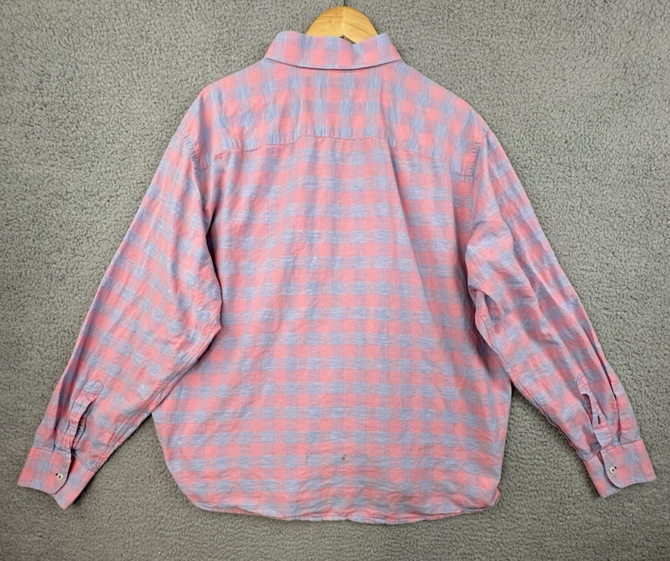 UNTUCKit Shirt Mens 3XL Pink Blue Window Pane Plaid Linen Anderson Button Up L/S - Image 3 of 4