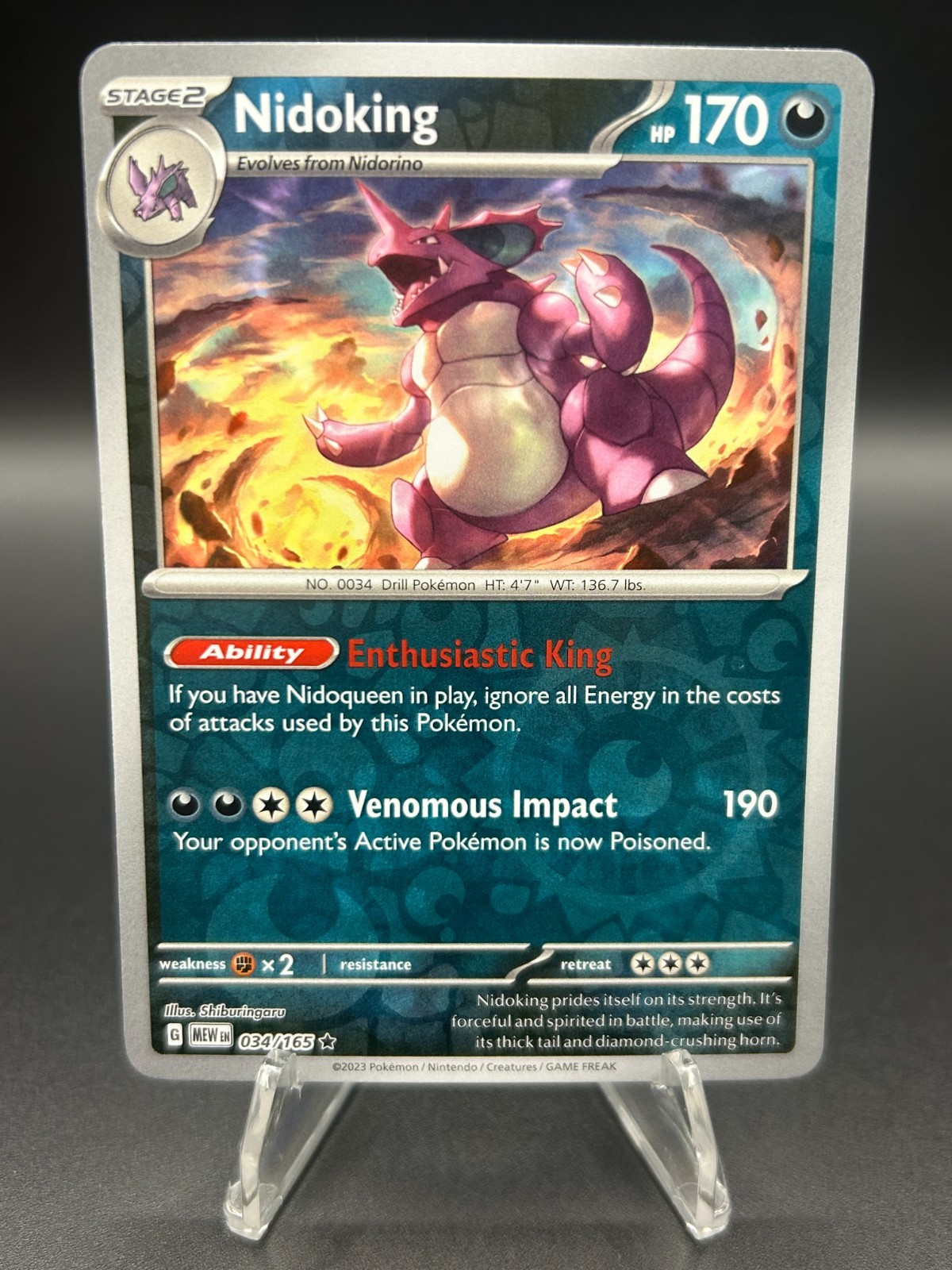 • Nidoking • 034/165 Reverse Holo Scarlet & Violet 151 Pokemon TCG NM