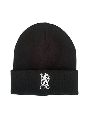 Chelsea FC Beanie schwarz mit weißem besticktem Wappen Bronx Mütze Geschenk