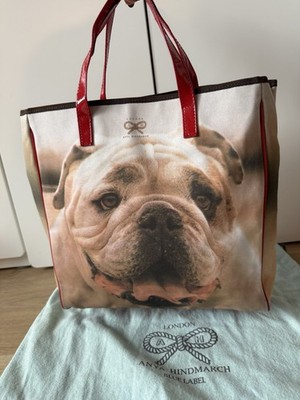 Seltene Anya Hindmarch Bulldog Tote Bag Sammlerstück Bulldogge Hund Handtasche