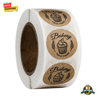 500pcs Kraft Paper  Handmade  Stickers Labels for Packaging NEW