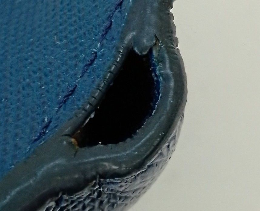 PRADA Saffiano Metal Compact Tri-fold Wallet Navy Blue Gold Hardware Leather Aut thumbnail 15