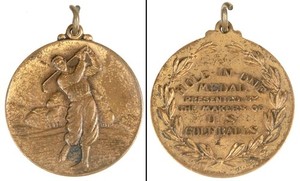 Vintage US Golf Balls Hole In One Brass Medal Pendant Fob Trophy Dieges & Clust