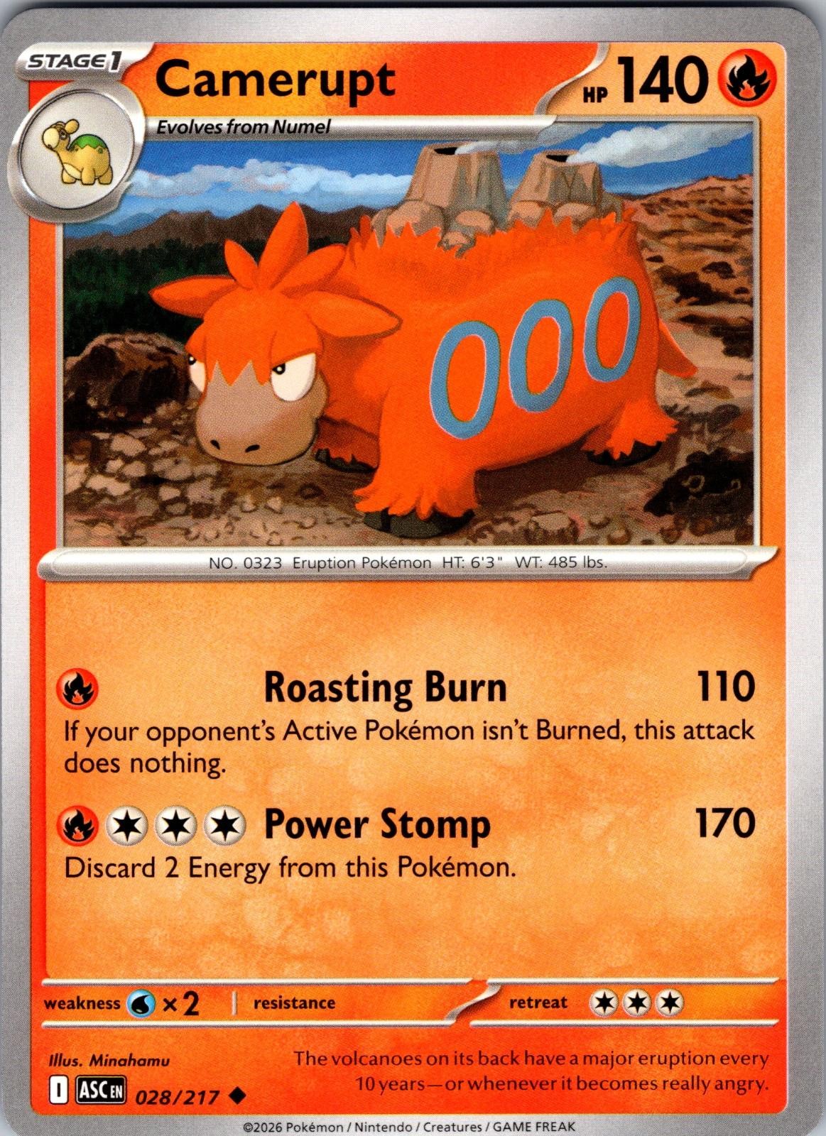 Camerupt 028/217 Uncommon Ascended Heroes Pokemon Near Mint
