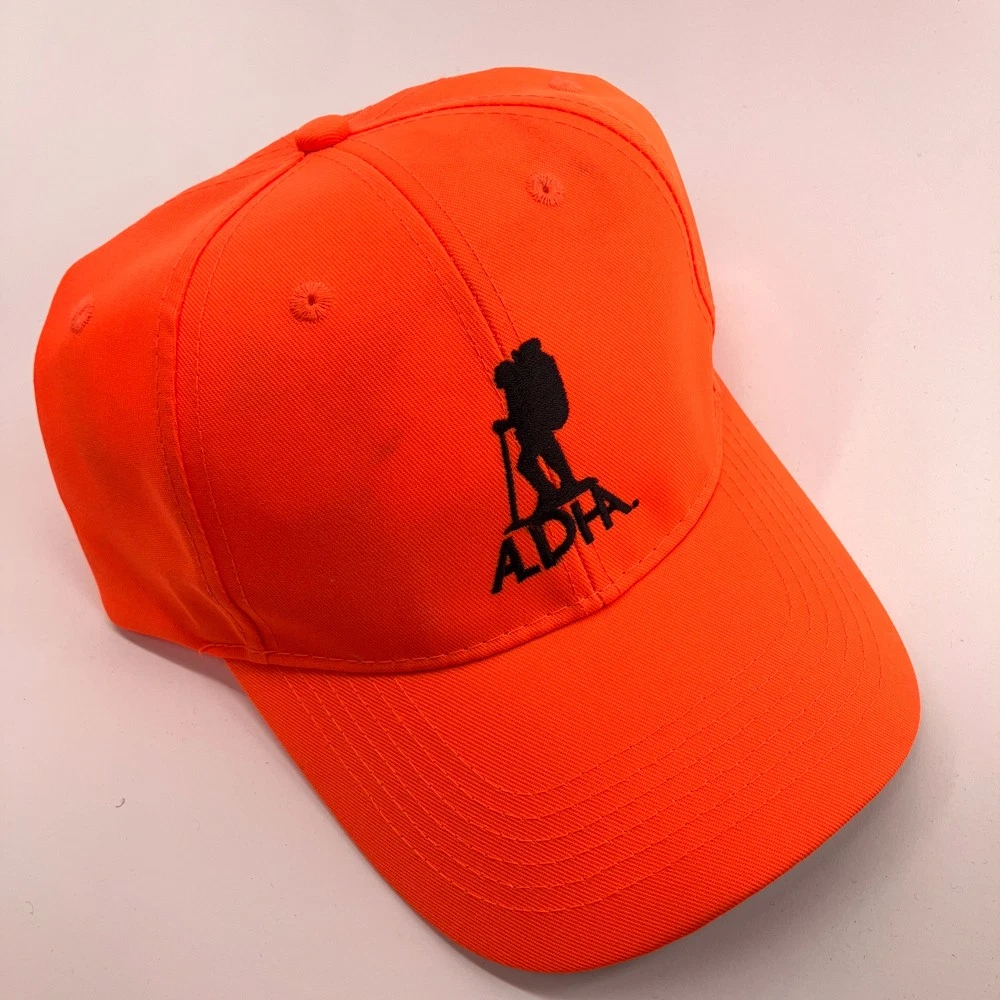 ALDHA backpacking work crew blaze orange baseball cap trails maintenance