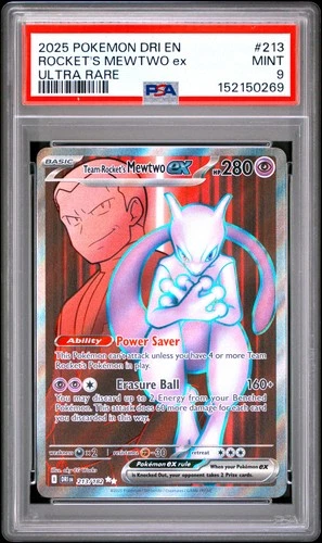 Pokemon Team Rocket's Mewtwo ex Destined Rivals 213/182 Ultra Rare PSA 9 Mint
