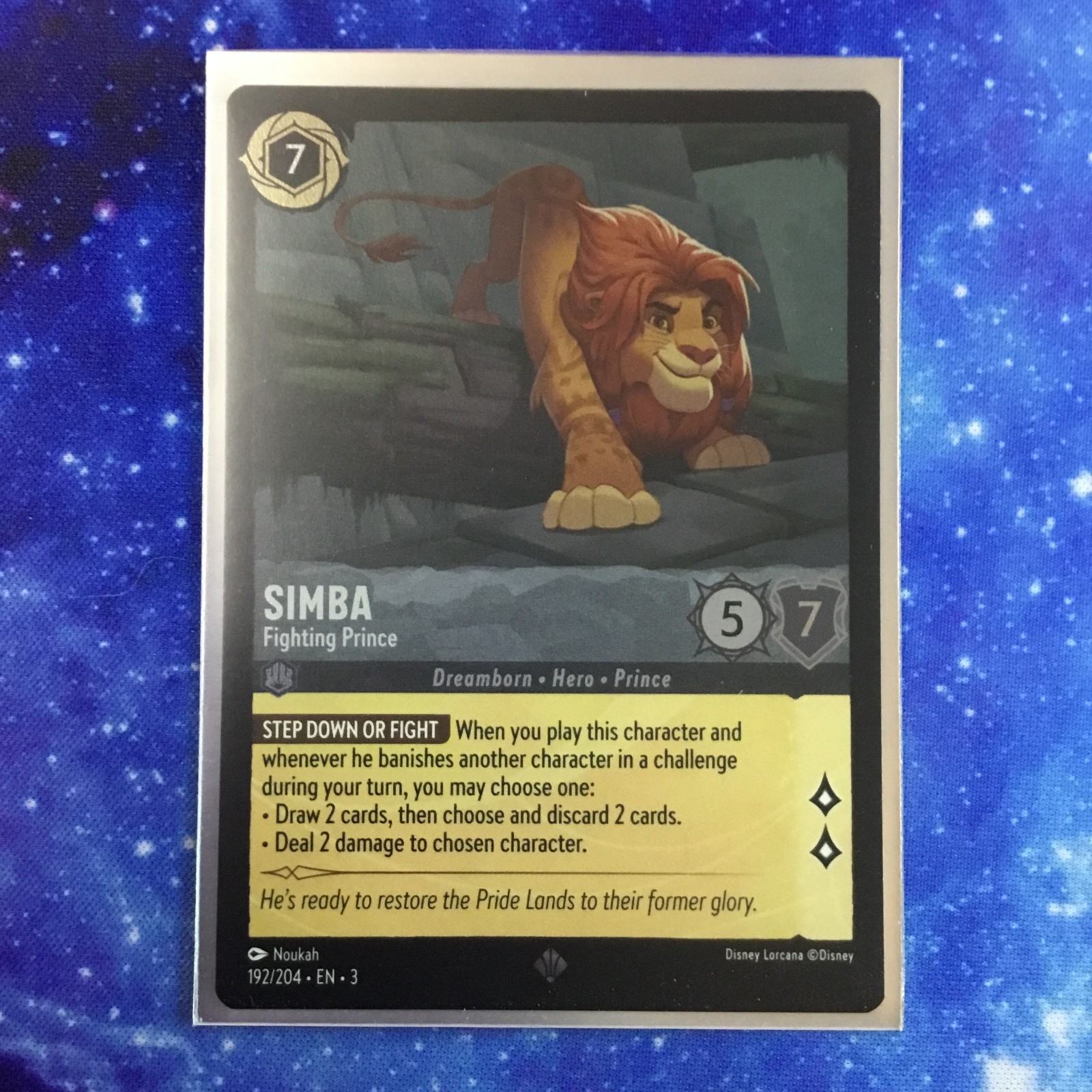 Disney Lorcana Simba Fighting Prince 192/204 Cold Foil Into The Inklands NM