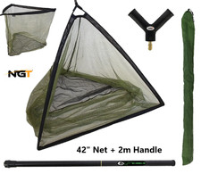 42" Inch Carp Landing Net with Metal Spreader V Block + Stink Bag + 2m Handle