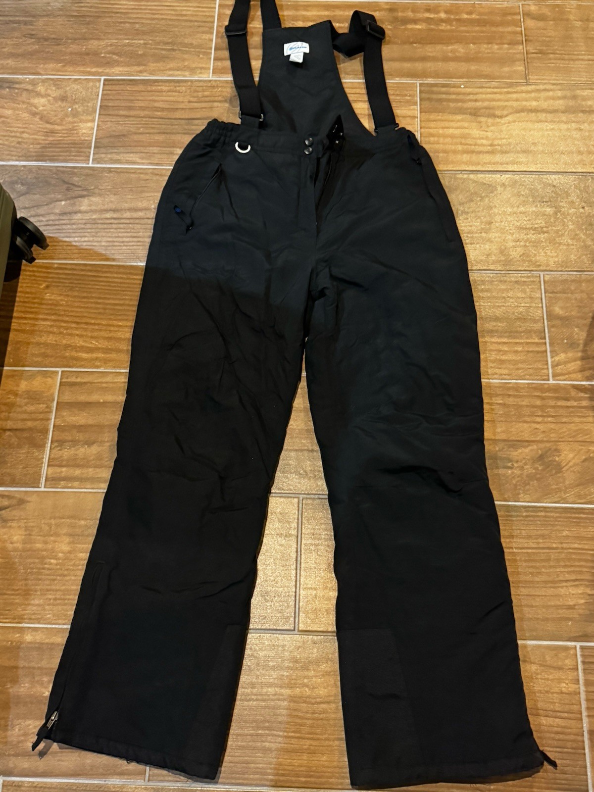 Slalom Women Black Ski Snowboarding Adjustable Bibs Sz L Pockets Insulated