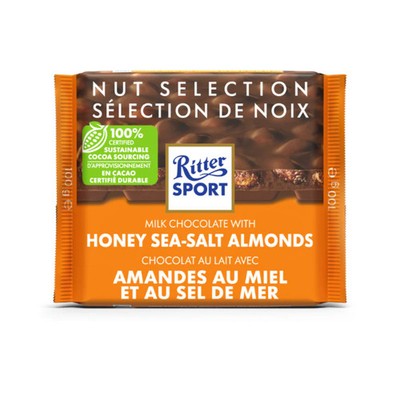 Ritter Sport Nut Selection Milk Chocolate Honey Sea-Salt Almonds Bar, 100g Bar