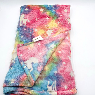 Tie Dye Unicorn Toddler Baby Blanket Single Layer Large 42'' x 69'' Pastel Rainbow