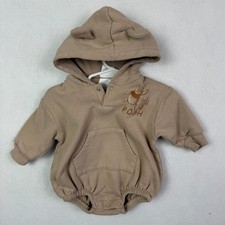 Disney Baby Romper Unisex Size 3-6M Tan Winnie the Pooh Hooded Bubble 3D Ears