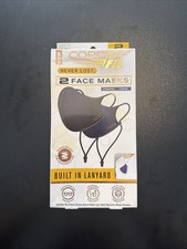 Copper Fit Never Lost Face Masks w/Lanyard 1 Blue 1 Charcoal/Black New 2 Pack