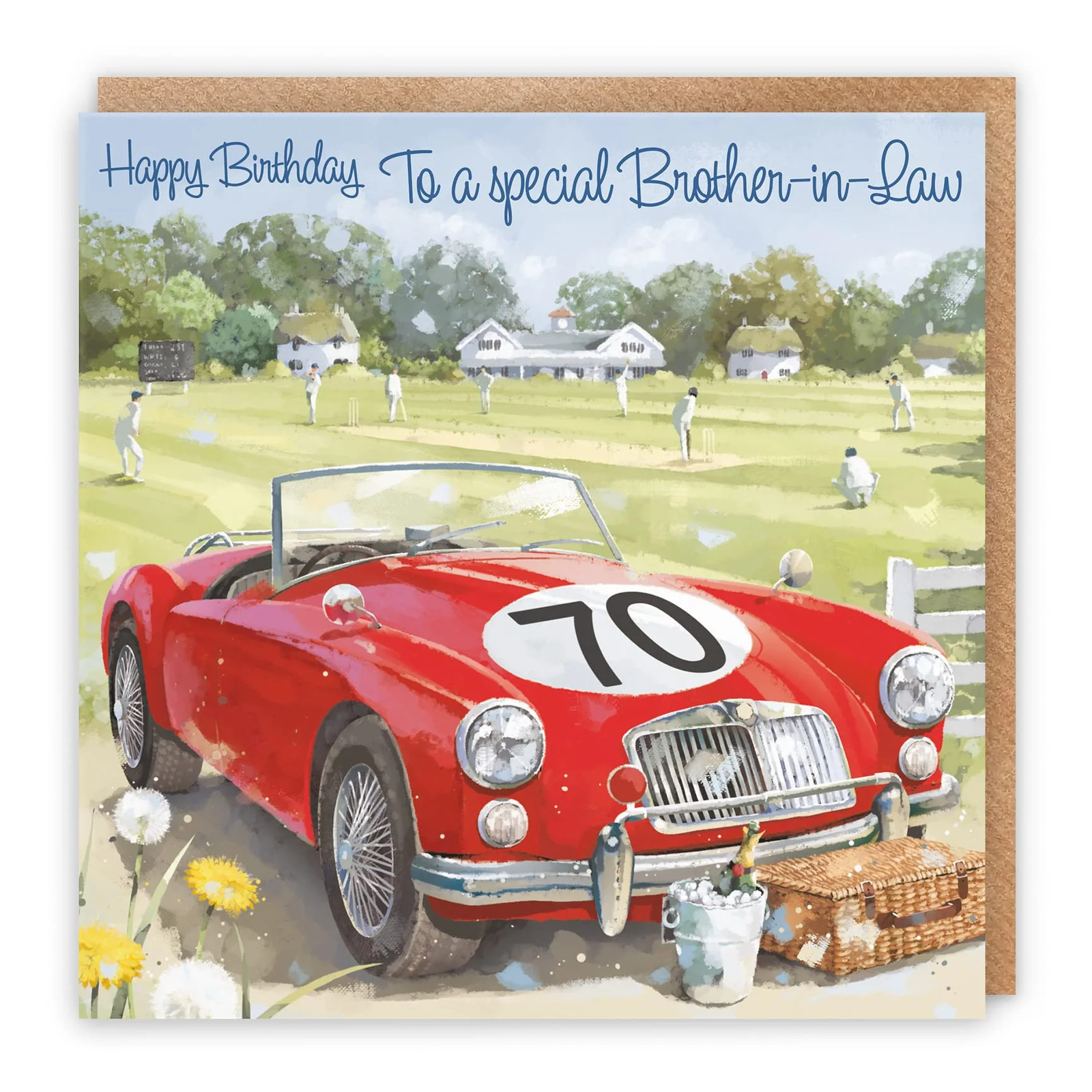 70th Brother-in-Law Classic Sports Car Birthday Card Milo's Gallery