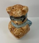 Vintage Bear Salt or Pepper Shaker Aviator Goggles Blue Scarf Ceramic 2" — photo 5