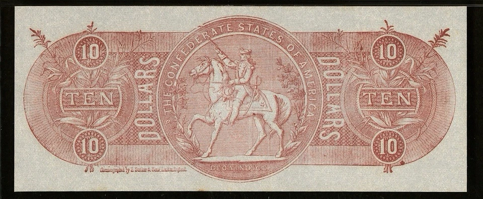 $10 Confederate States Chemicograph Banknote Civil War Paper Money, PMG ChUNC 64 - Image 3 of 4