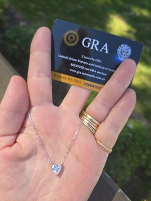 Price Reduced! GRA Certified 2ct Moissanite Heart Necklace .925 Silver Chain