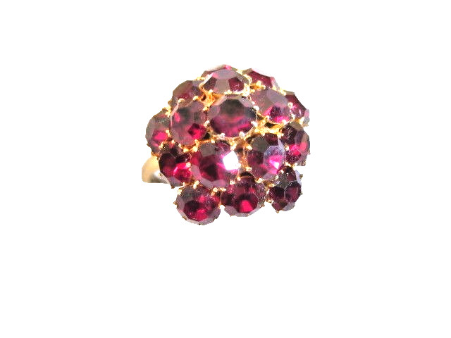 Dark Red Rhinestone Vintage Adjustable Ring Clust… - image 1