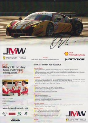 Autogrammkarte signiert 13x18 cm ELMS 2016 Andrea Bertolini - Ferrari 458 (2)